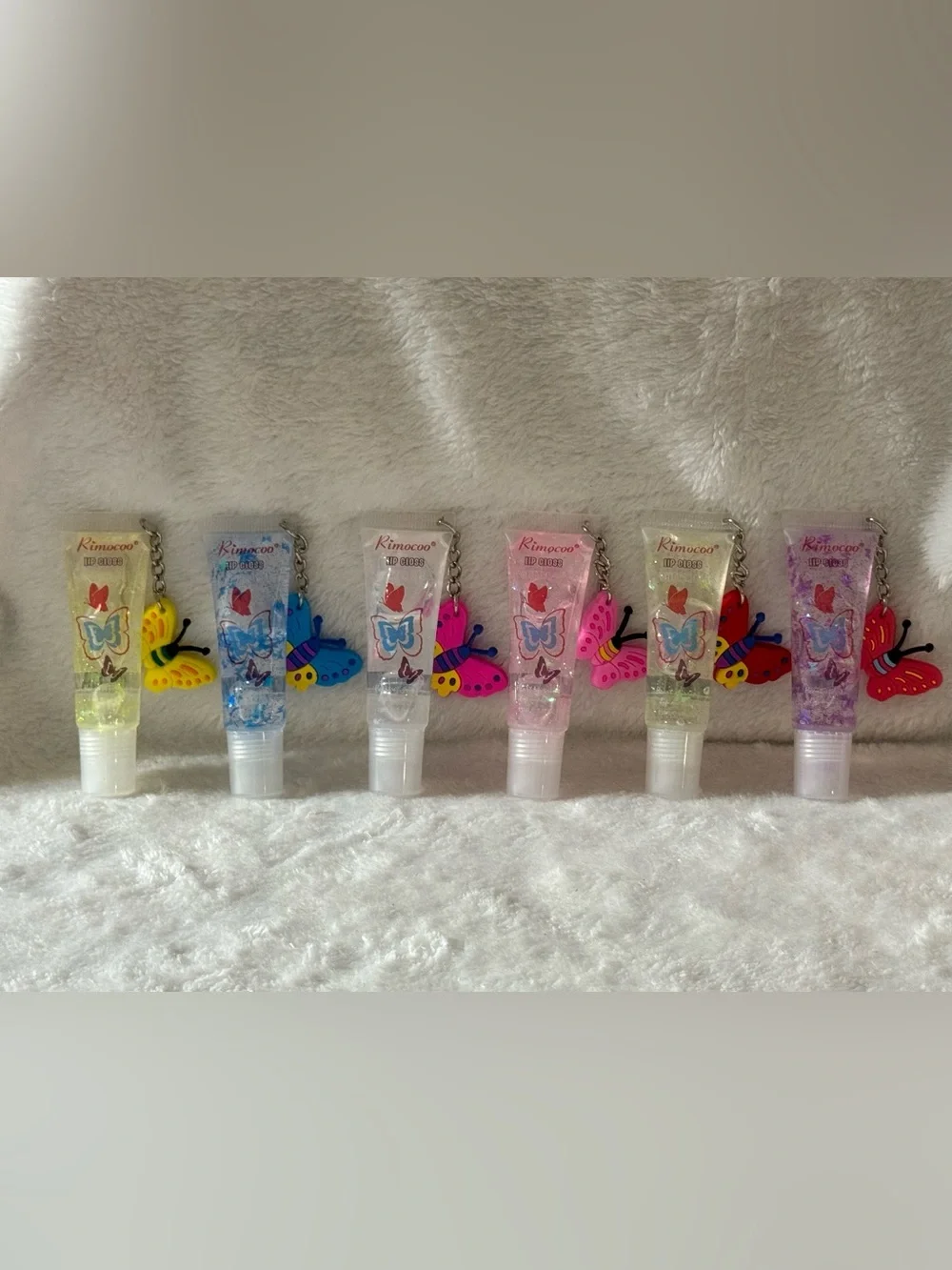 Rimocoo Butterfly Lip Gloss Set — Blue, Clear, Pink, Green, Yellow and Purple